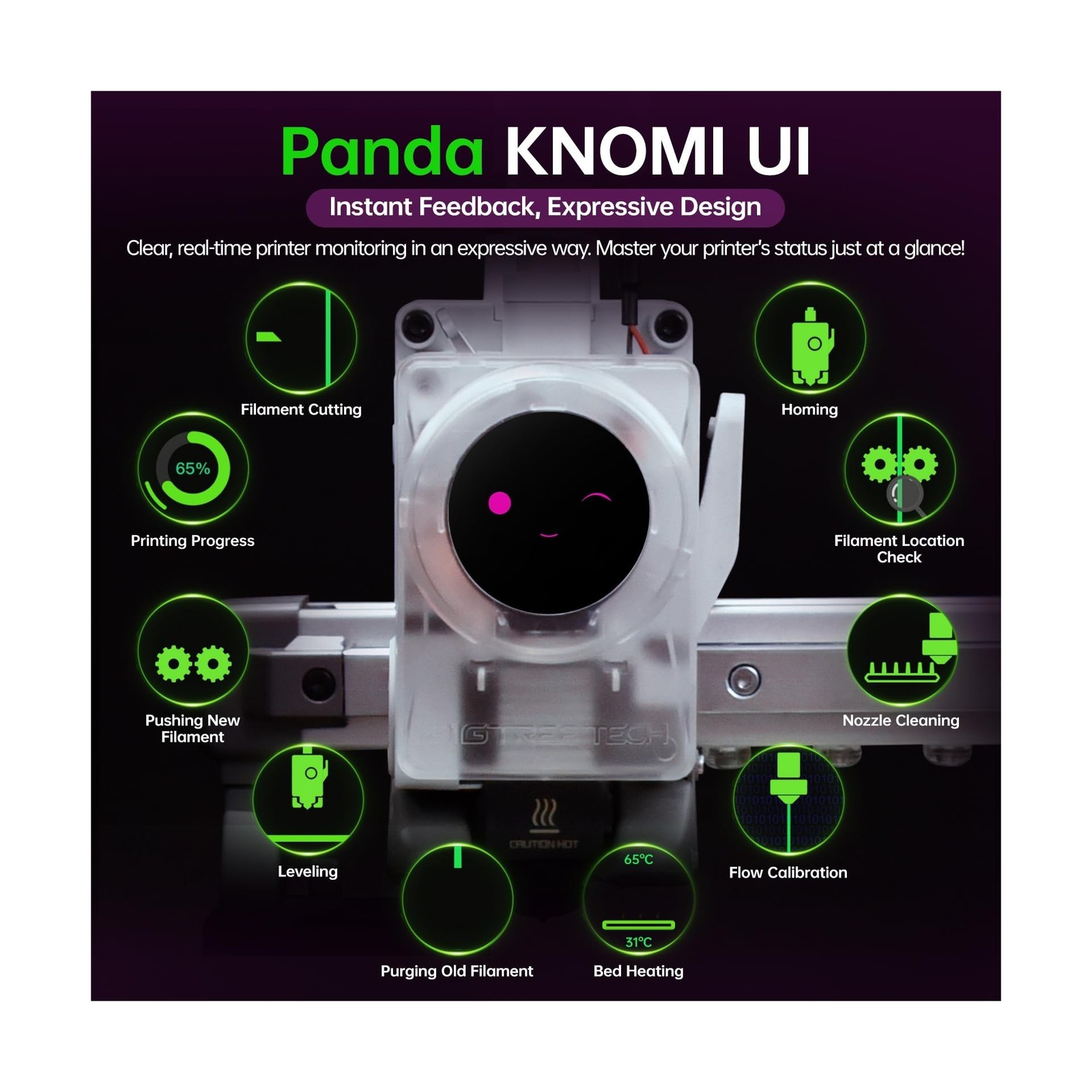BIGTREETECH Panda Knomi + Plastic Shell, Toolhead Screen Upgrade Kit for Bamb...