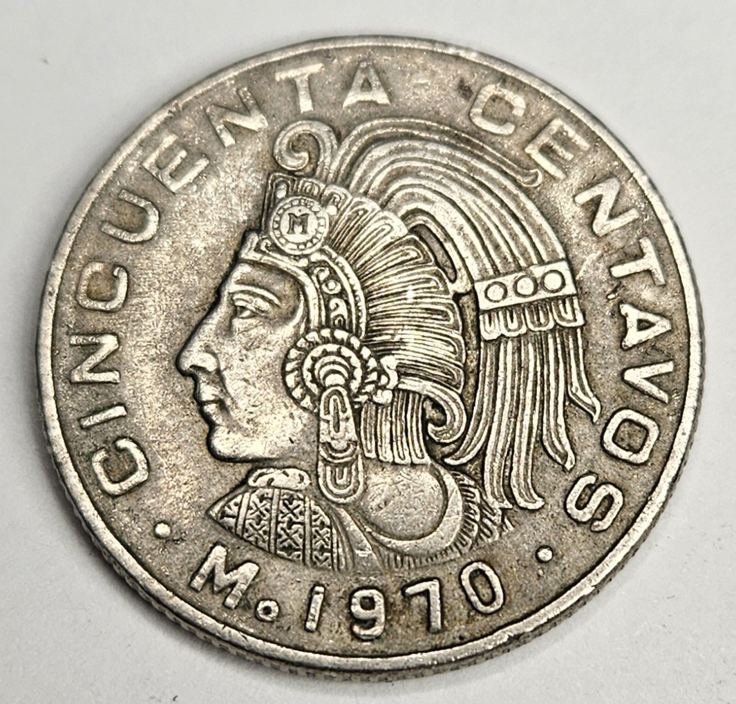 1970 Mexico Cincuenta 50 Centavos - Mexican Copper Nickel World Coin - L8