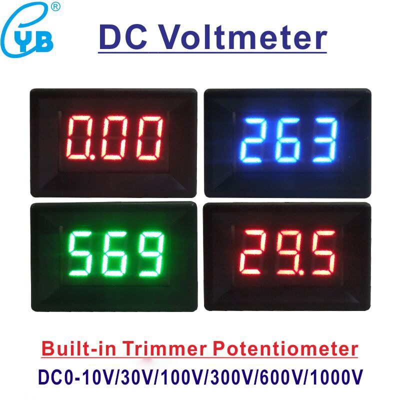 YB21 DC Voltmeter Voltage Meter 3-Wire 0.36'' Digital LED Volt Panel Tester