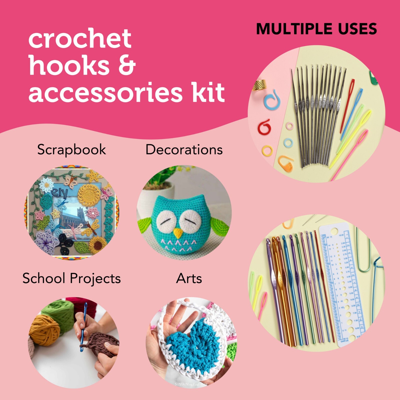 Incraftables Crochet Hook Set with Case 100pcs. Best Crochet Hook Kit