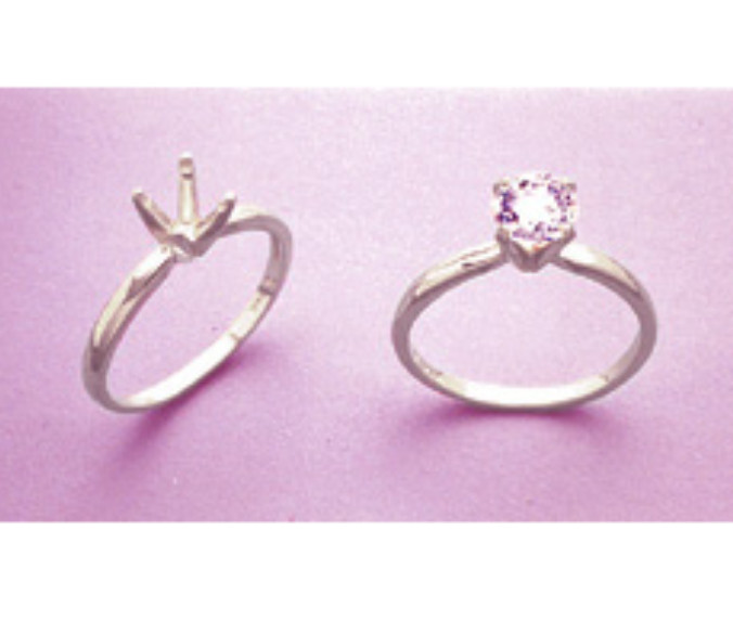 Ladies 4 Prong Deep VEE Solitare Ring - Jewelry Components - Sterling Silver 925