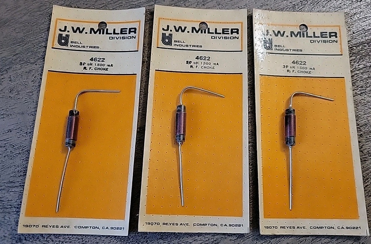 Lot Of 3 J.W.Miller 4622 R.F. Choke NEW IN PACKAGE * Vintage