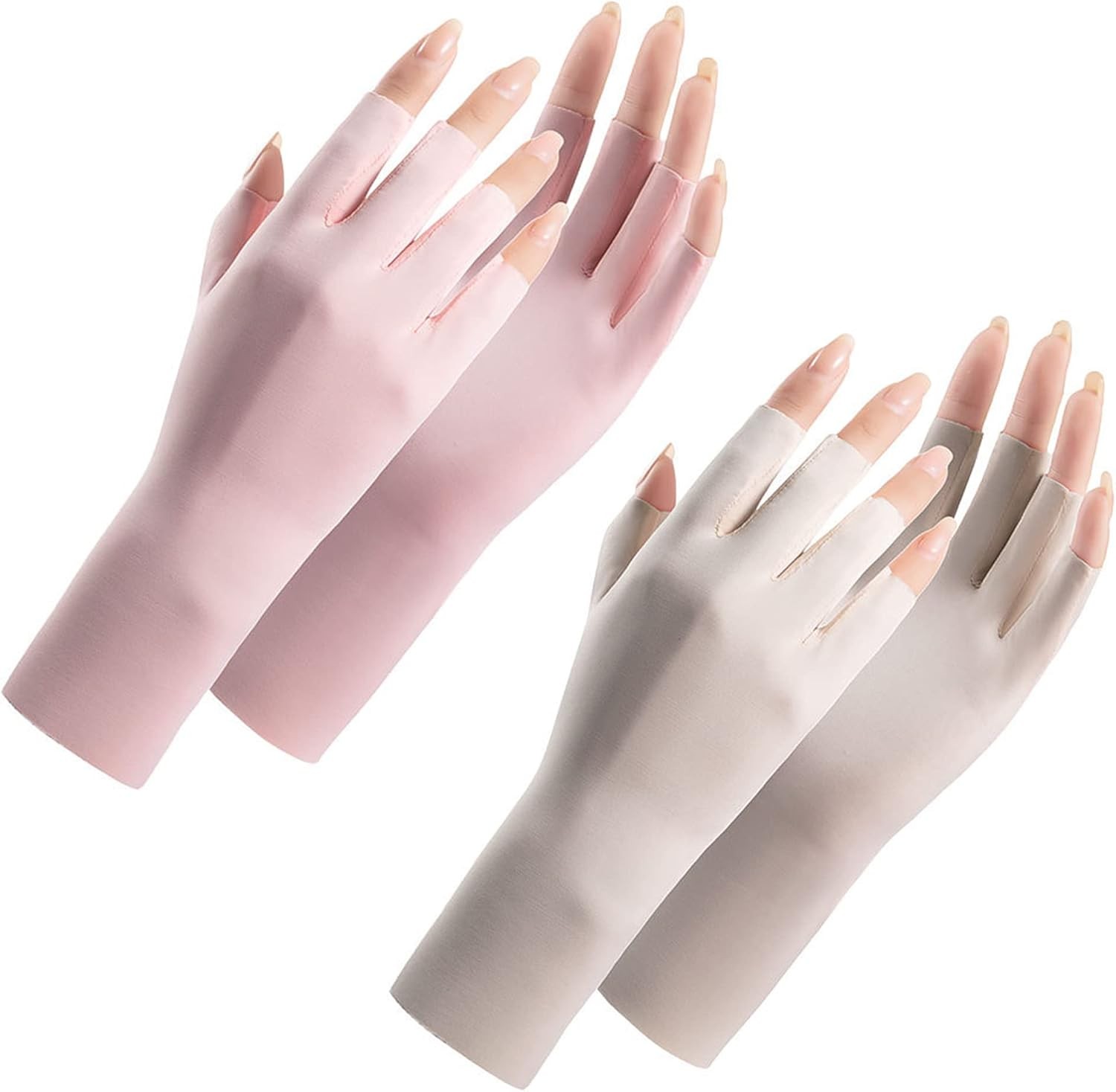 Women Fingerless Gloves Summer UV Protection Gloves Cool Ice Silky Sun Block