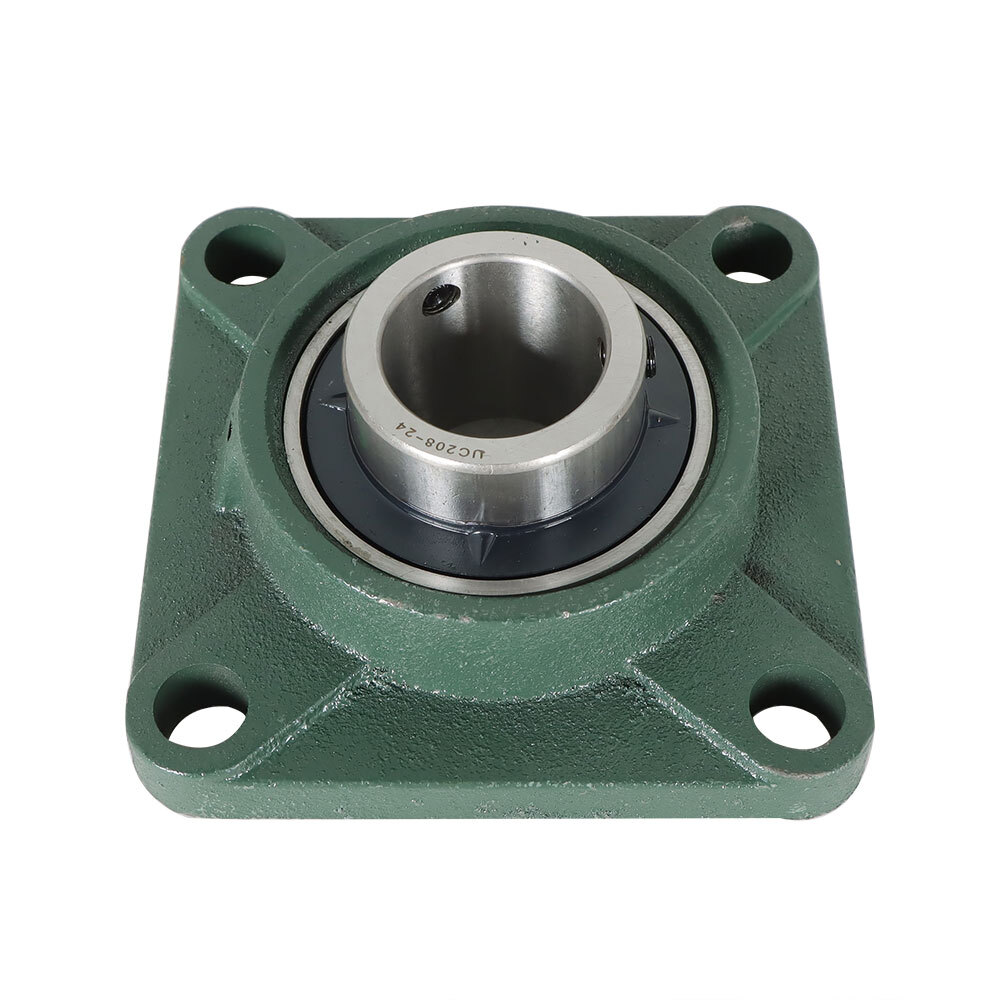 2 Pack UCF208-24 Solid Base Pillow Block Flange Bearing 1-1/2" Bore 4 Bolt