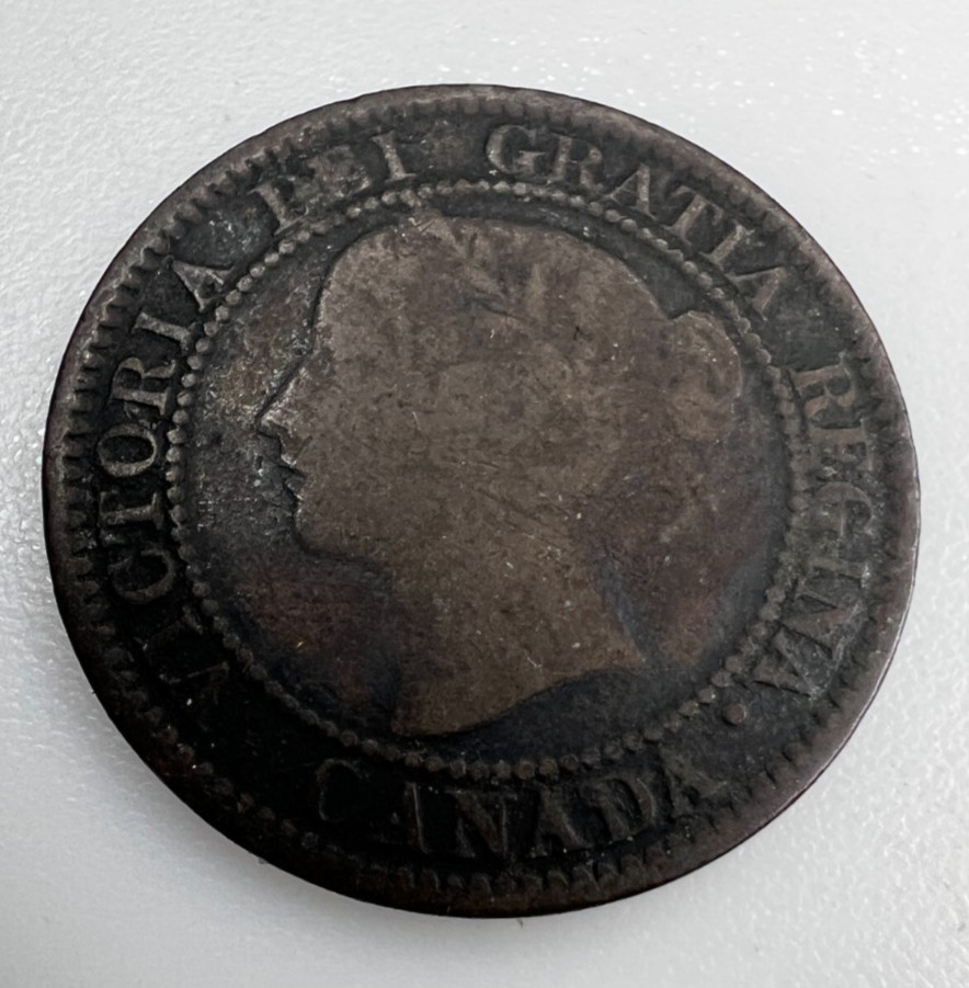 1859 Canada one Cent Coin Queen Victoria Head
