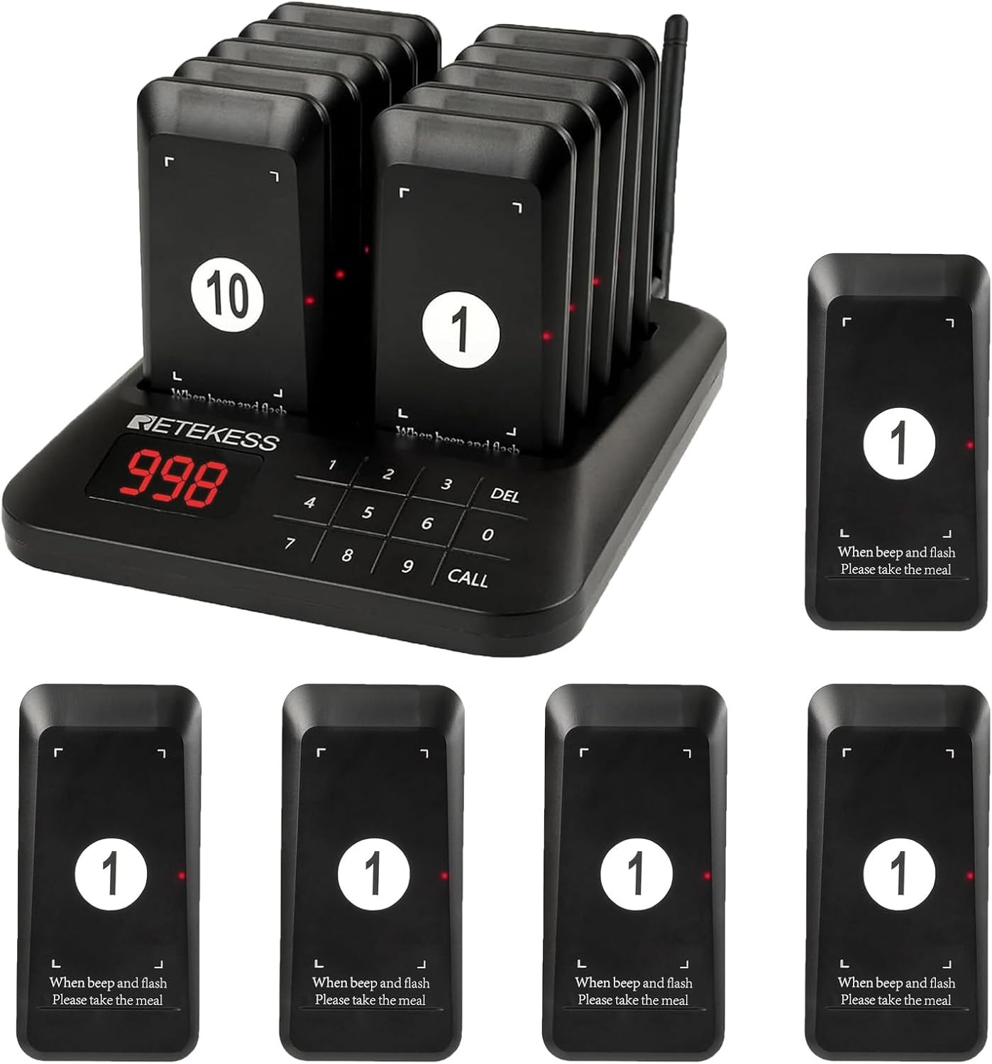 RETEKESS TD157S Restaurant Pager System,Pagers For Restaurant 10 Beepers-OPEN BO