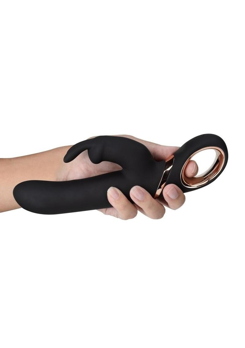Blush Victoria Rechargeable Silicone Rabbit Vibrator - Black