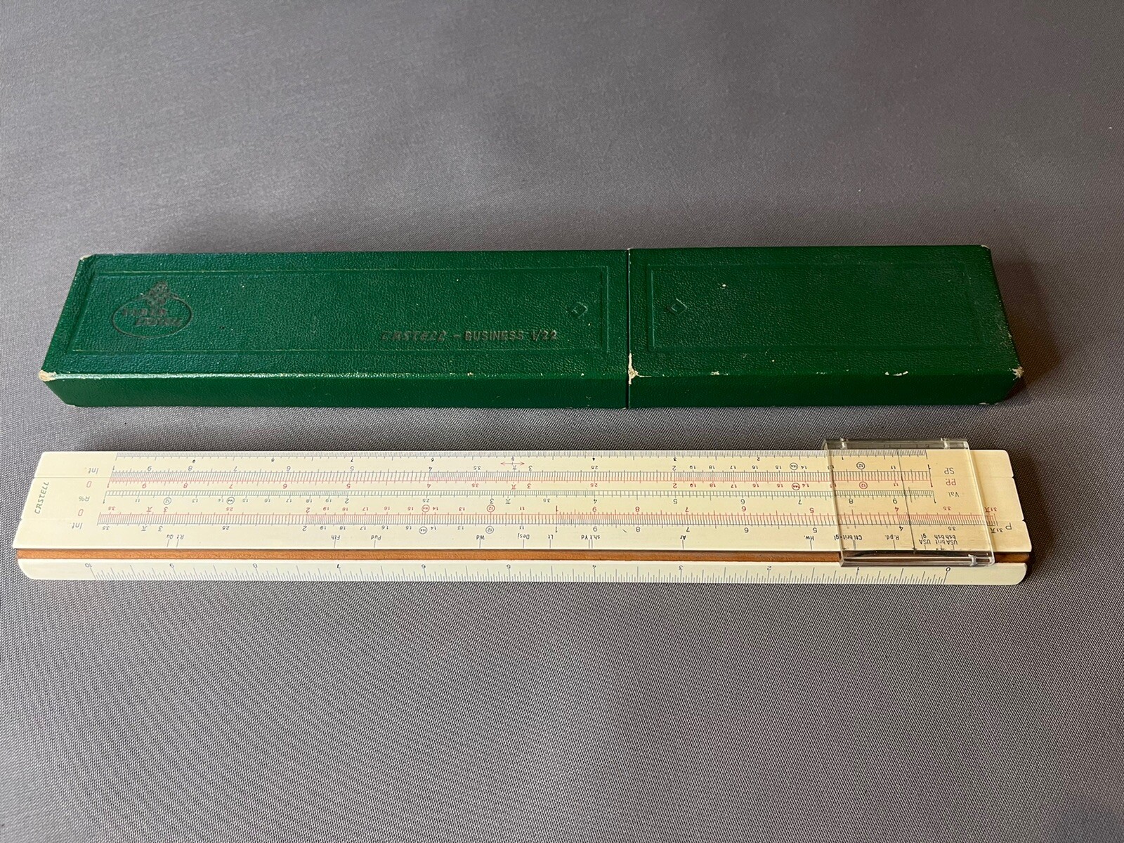 Vintage AW Faber-Castell Business 1/22  Slide Rule Wooden With Case