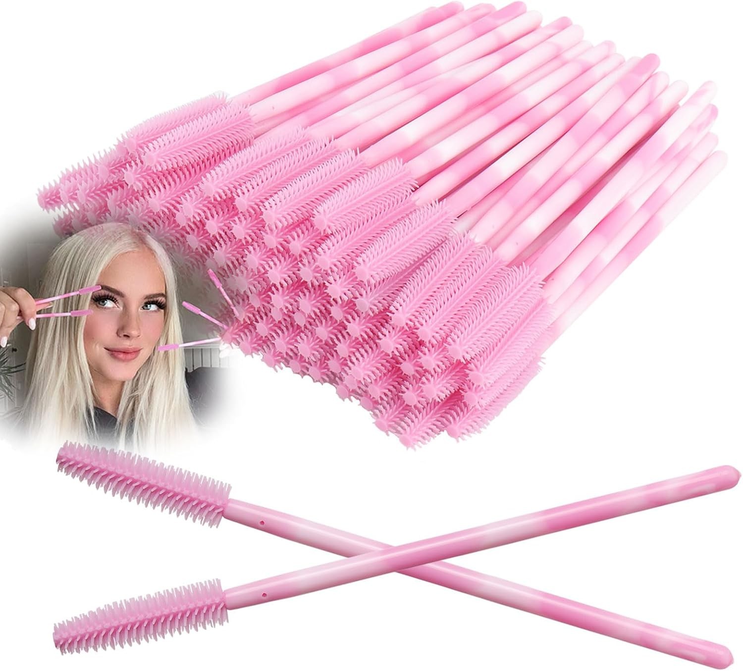 Upgrade Silicone Mascara Wands, Disposable Mascara Wand, Pink Silicone