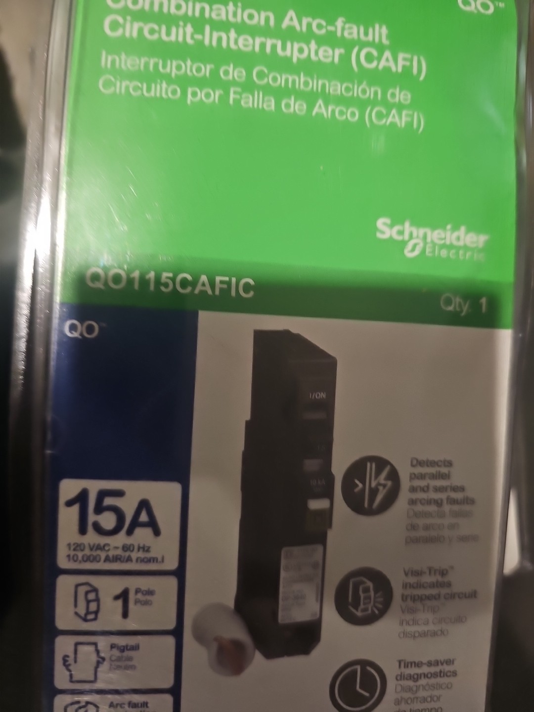 New Circuit Breaker Square D QO115CAFI 15 Amp 1 Pole 120V  AFCI QO115CAFIC