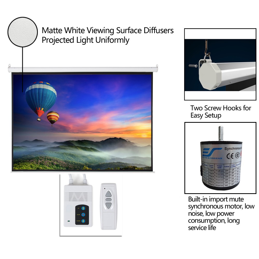100" 4:3 Electric Projection Screen 80X60 Automatic Remote Control
