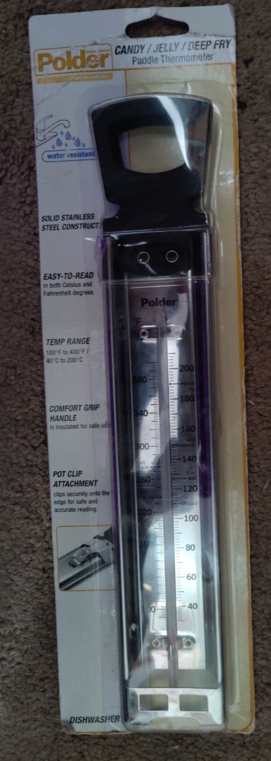New Polder Candy/Jelly/Deep Fry Paddle Thermometer, Stainless Steel 100 to 400°F
