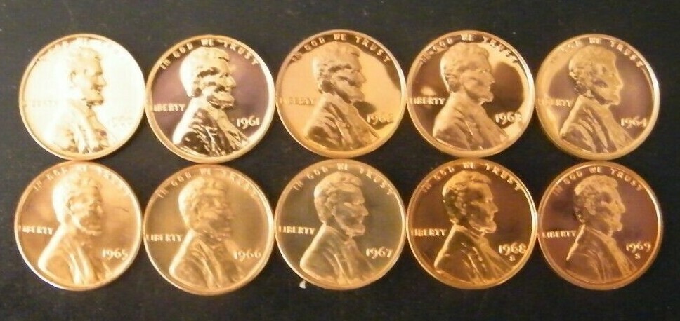 1960-1967-68-S-69-S Choice to Gem Proof Lincoln Memorial Pennies w/ SMS US Mint