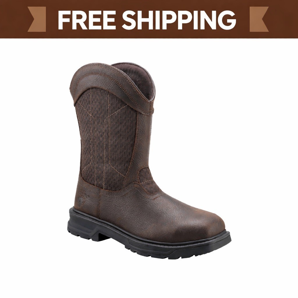 HERMAN SURVIVORS - SIZE: 9 - Granite Leather Slip-Resistant Steel Toe Work Boots