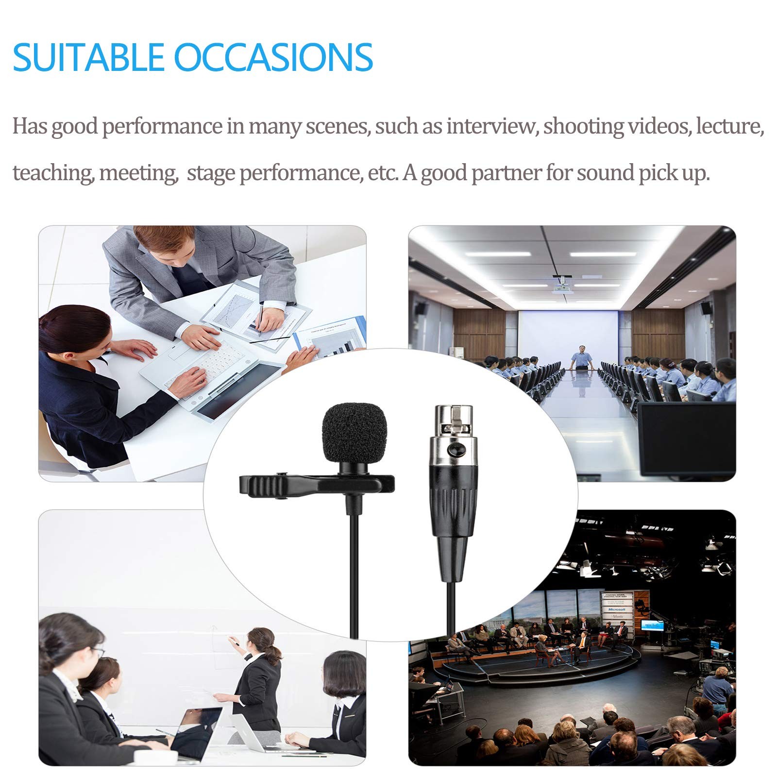 Lavalier Microphone Lapel Microphone Compatible with Shure Wireless Transmitt...