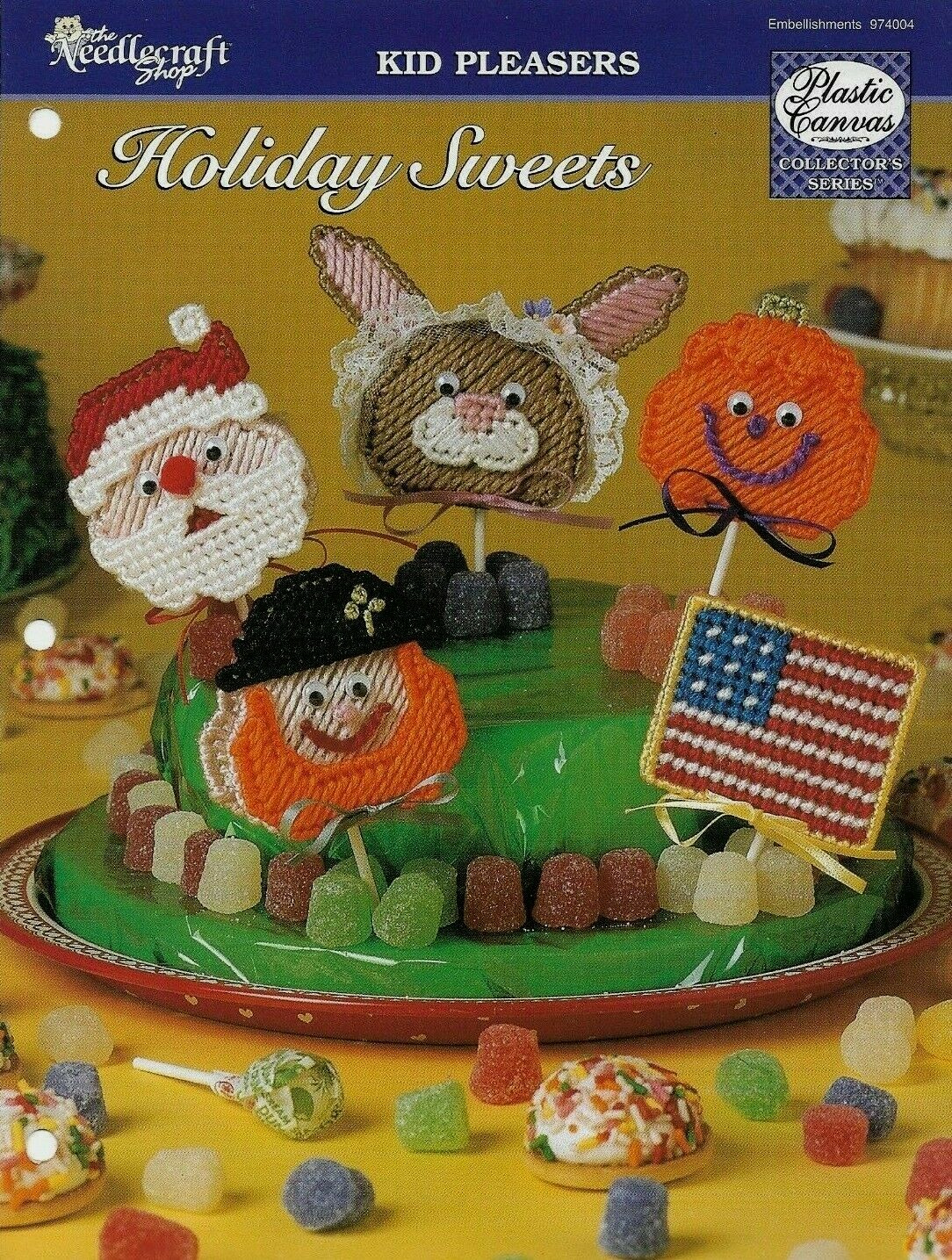 NEW HOLIDAY SWEETS 5 LOLLIPOP COVERS PLASTIC CANVAS PATTERN INSTRUCTIONS