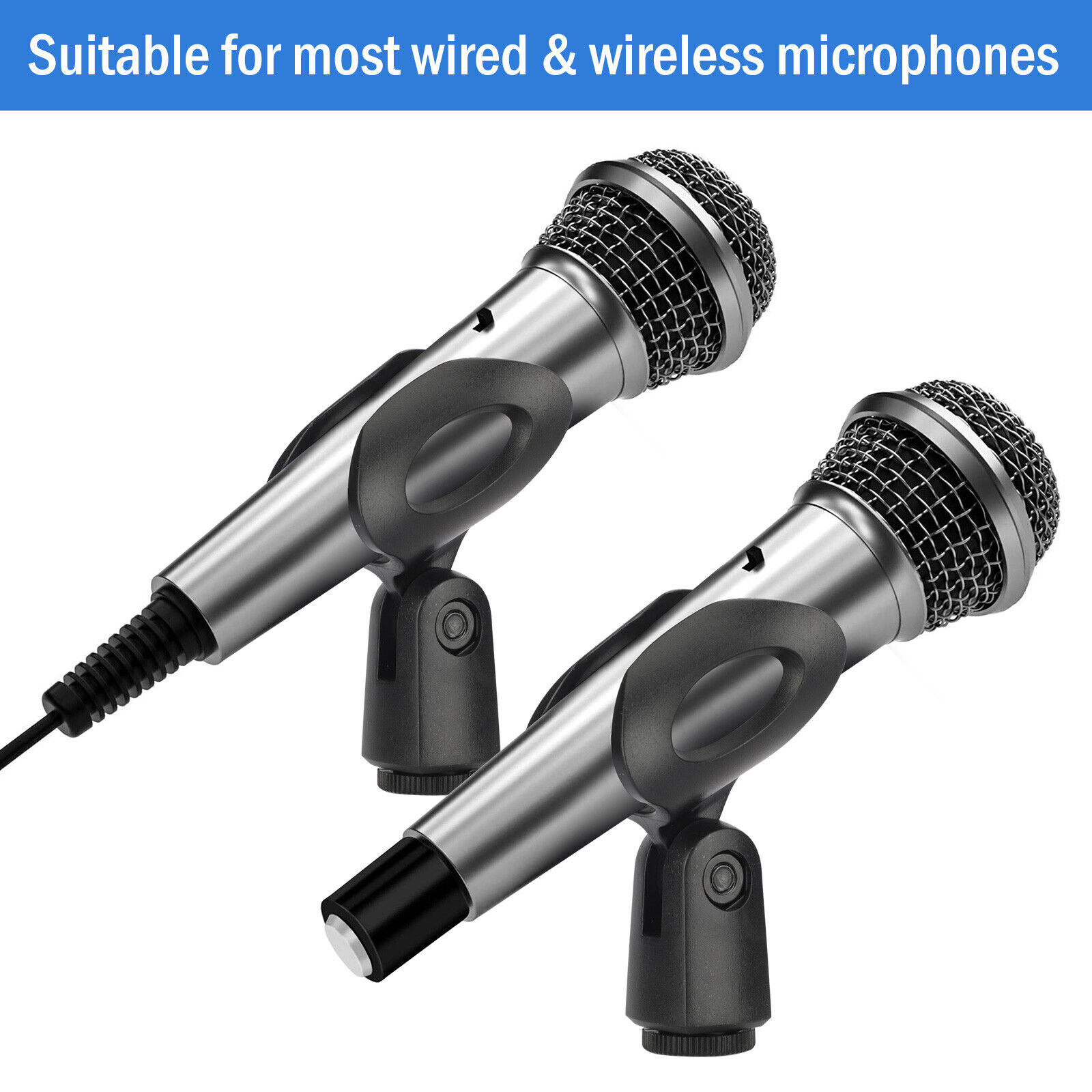 4× Universal 180° Microphone Clips Clamp Holder For Wired/ Wireless Mic Stand US