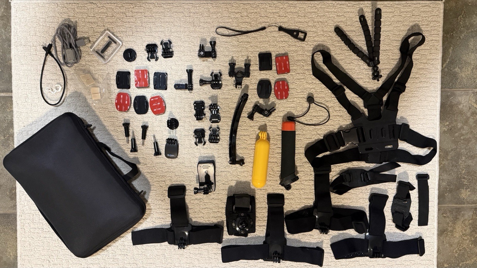 GoPro Accessory Bundle with Mounts, Straps, Floating Handle, Case, Tripod
