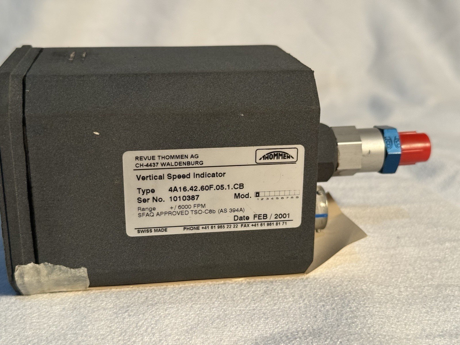 Revue Thommen Vertical Speed Indicator PN: 4A16.42.60F.05.1.CB As Removed Used