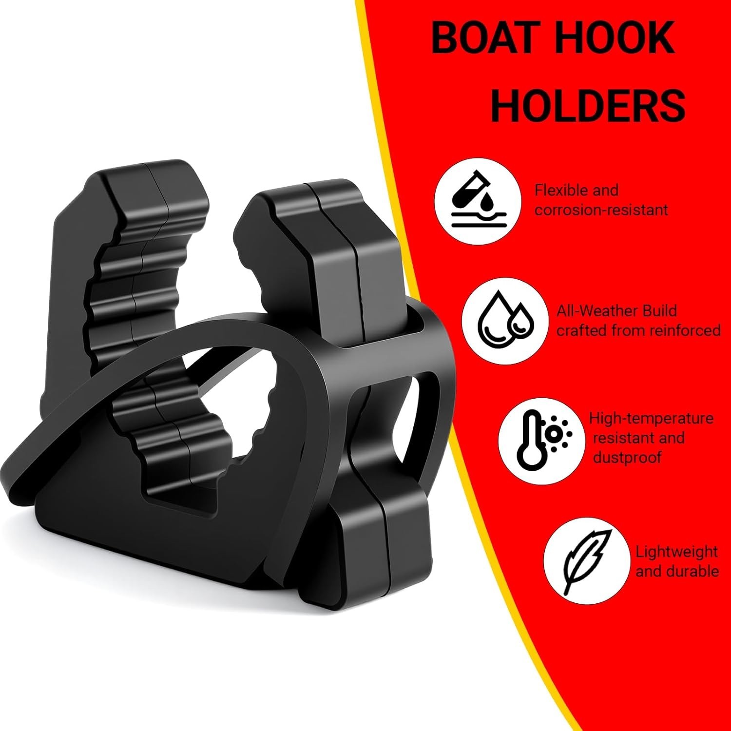 Quick Release Boat Hook Holders with Rubber Spring Strap,Marine Holder 2 Pcs