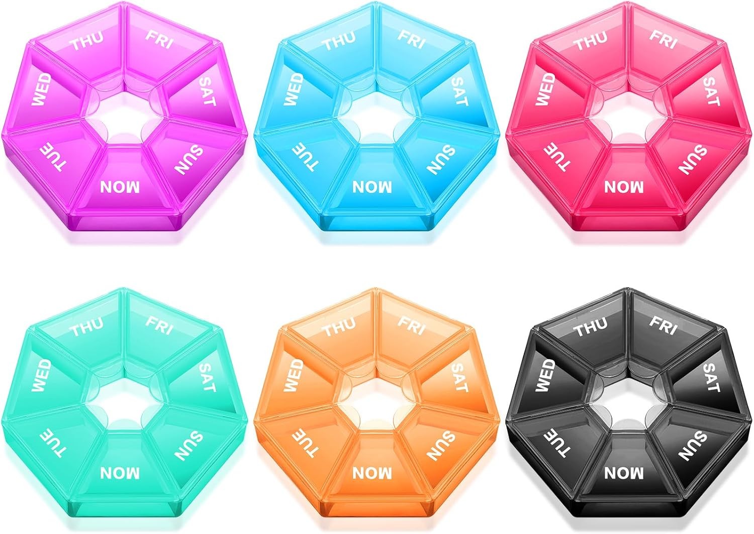 3pc Random Small Weekly Pill Organizer Travel Round Storage Box Daily Reminder