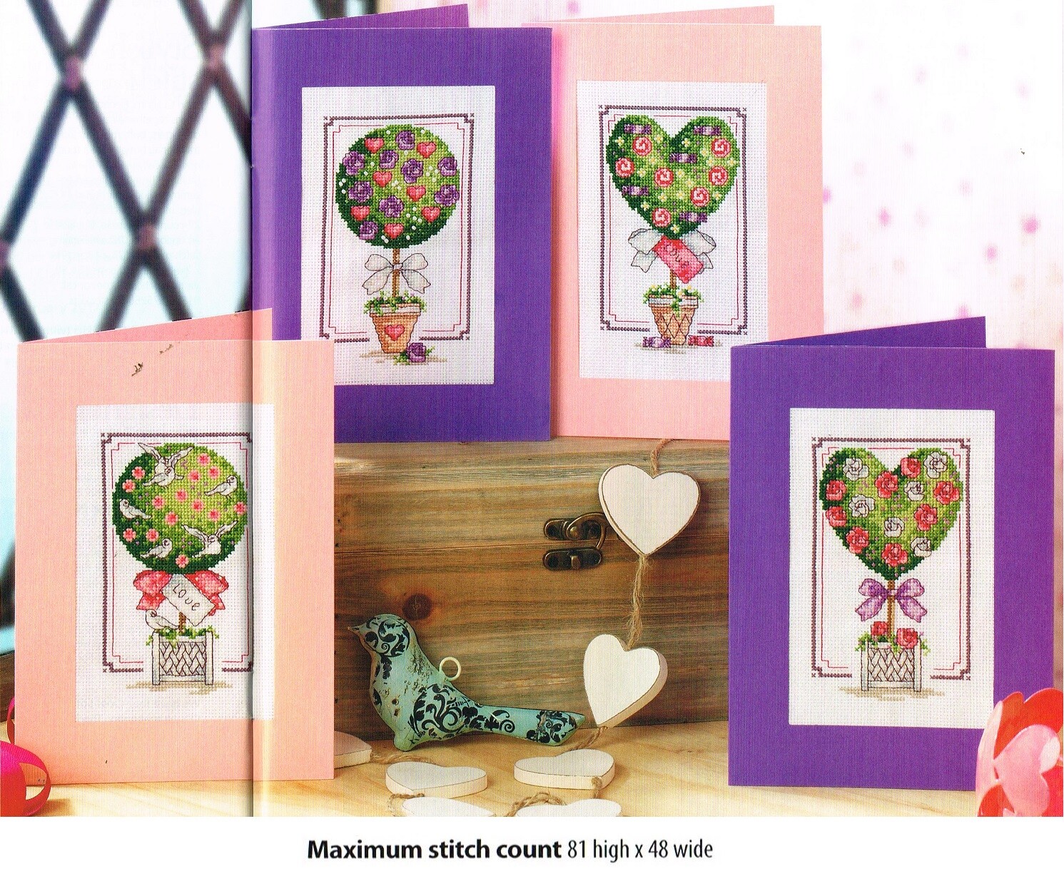 TOPIARY VALENTINE CARDS    CROSS  STITCH   PATTERN  ONLY   ALS  UY