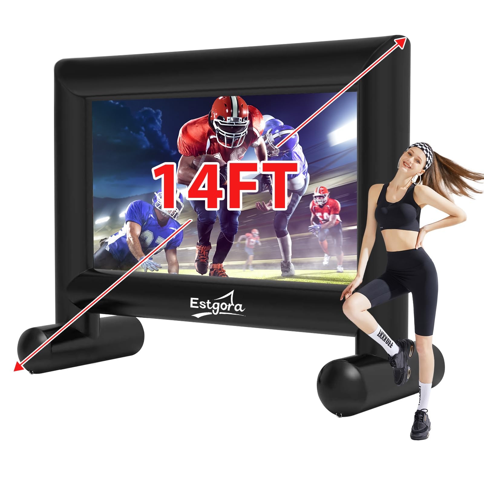 14FT Inflatable Movie Screen Outdoor, Blow Up Projector Screen, Inflatable Mo...