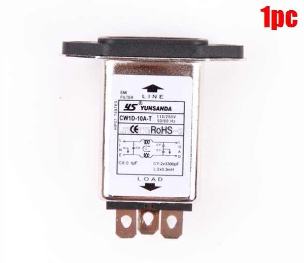 Ac 250V 10A Suppressor Power Line Noise Filter CW1D-10A-T Male Socket Emi Rfi xi