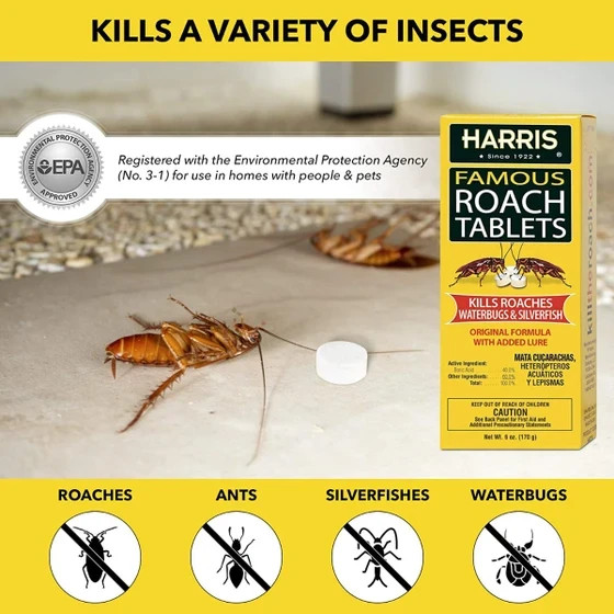 Harris MEGA BOX Famous Roach Killer Tablets | 6 OZ, 145 Tablets | EPA Approved