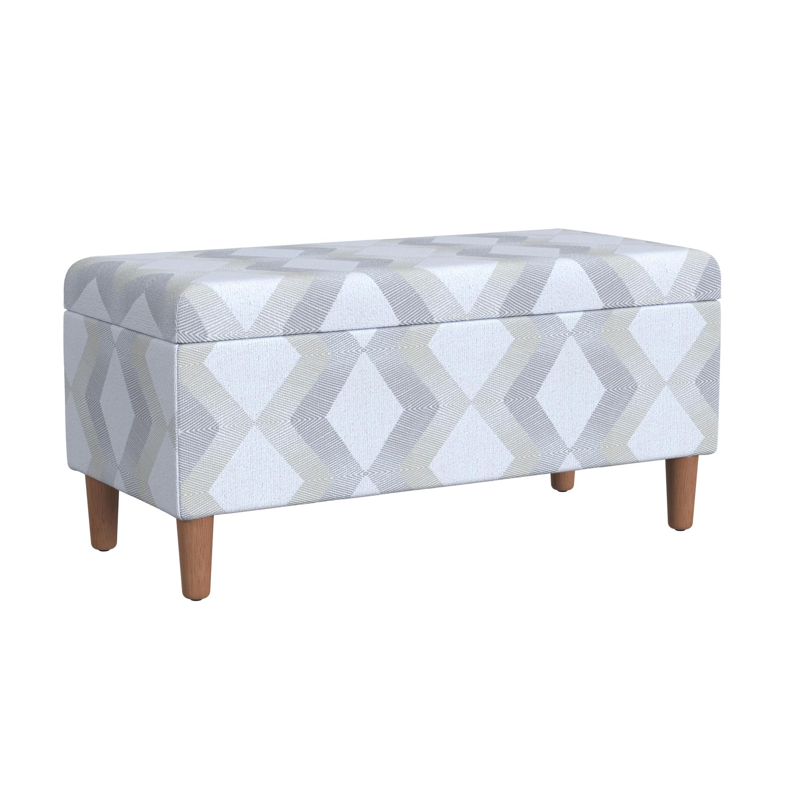 Natural Woven Geo Ottoman Bench Stylish Storage for Living Room Bedroom Entryway