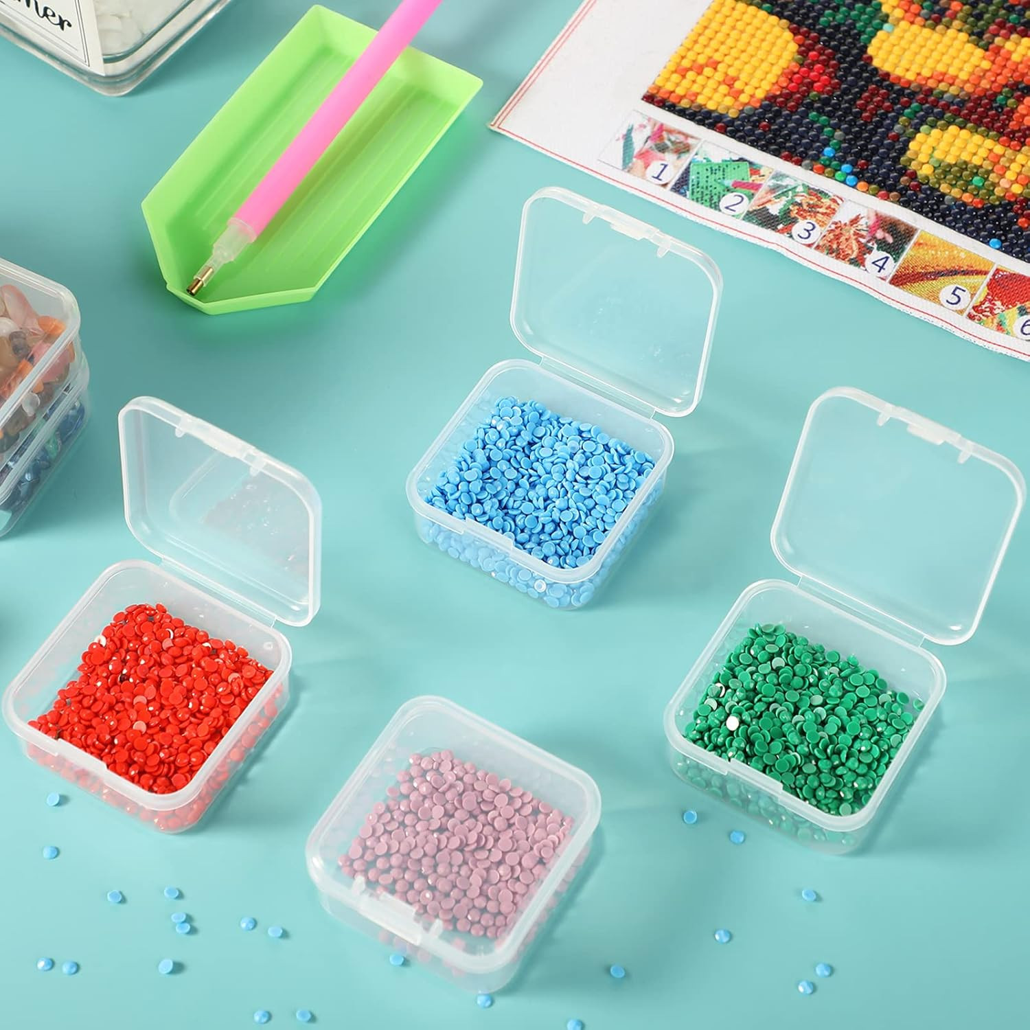 13 Pieces Small Bead Organizers Plastic Bead Storage Containers with Lids Mini C