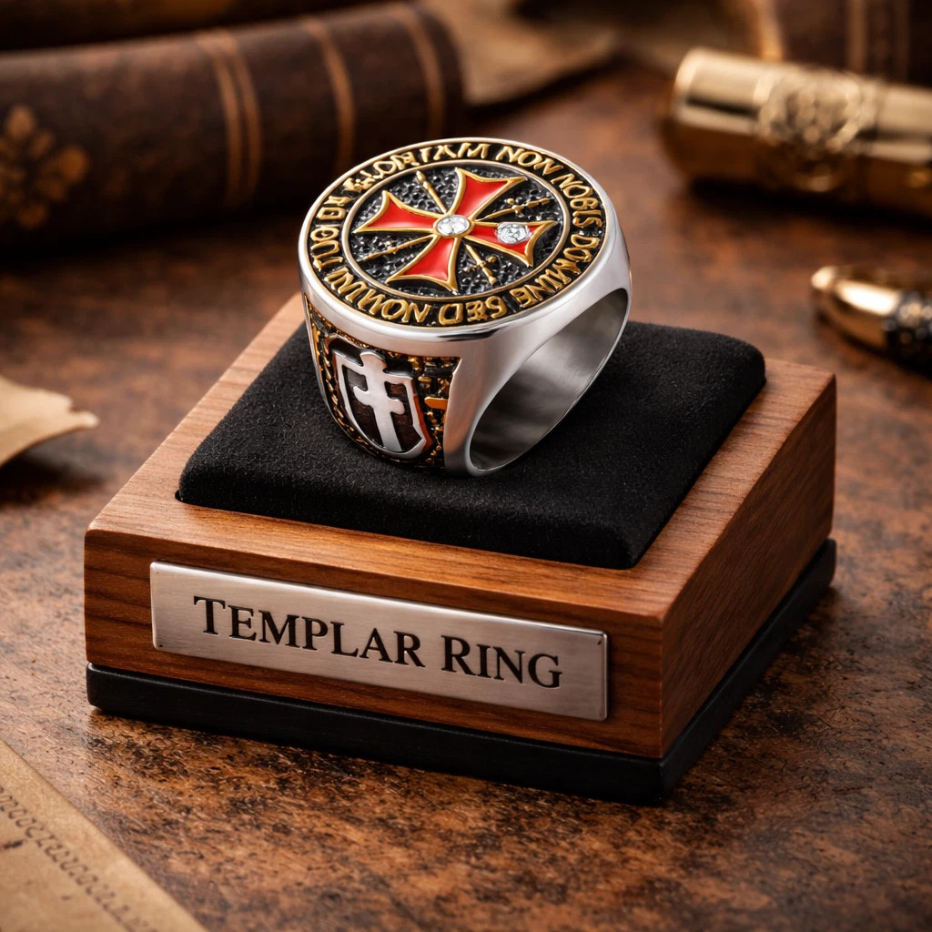 Knights Templar Put on the Whole Armor of God Ring Stainless Steel Blk Siz 7-13