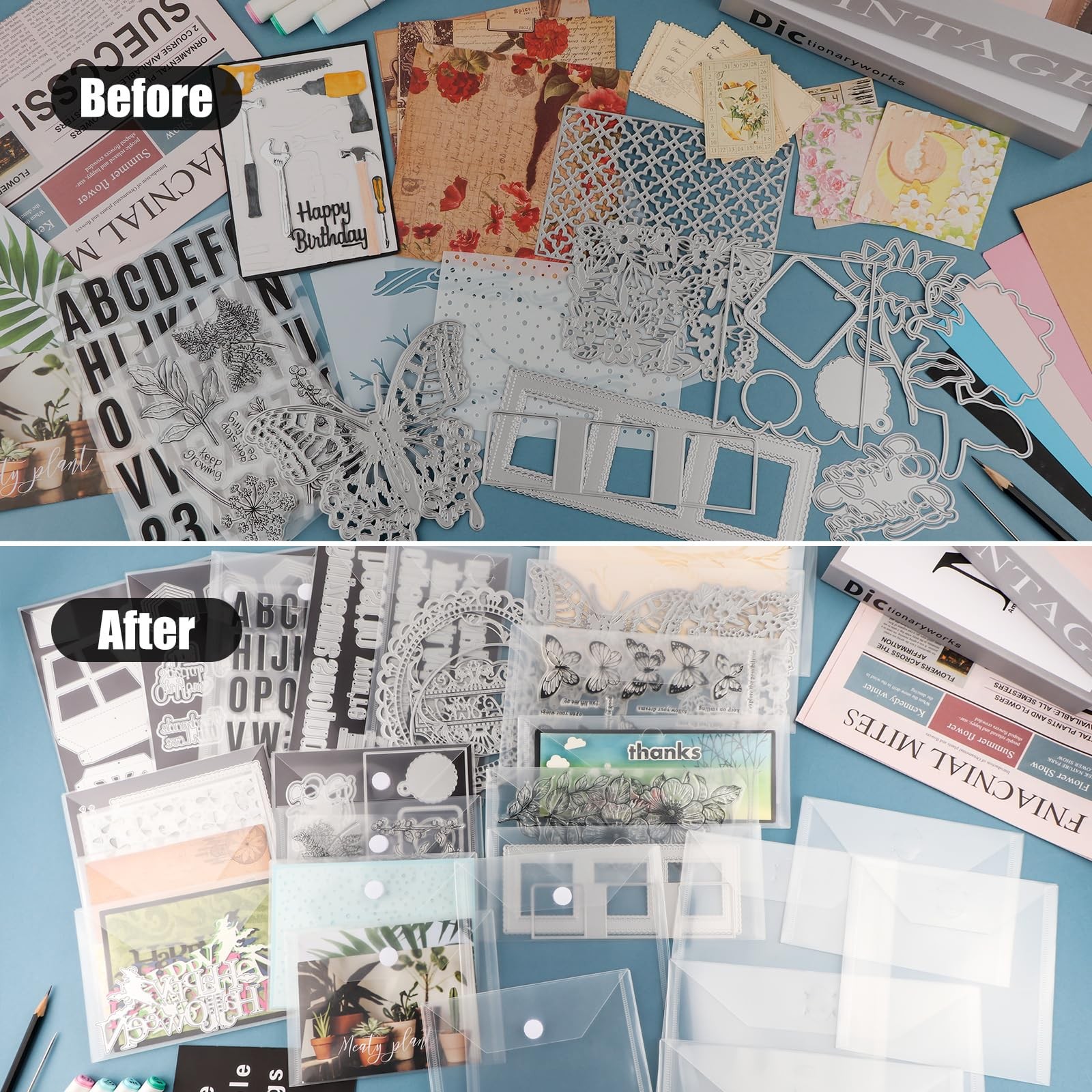 60 PCS 9.8x5.9 Inch Slimline Resealable Plastic Storage Envelopes Pockets