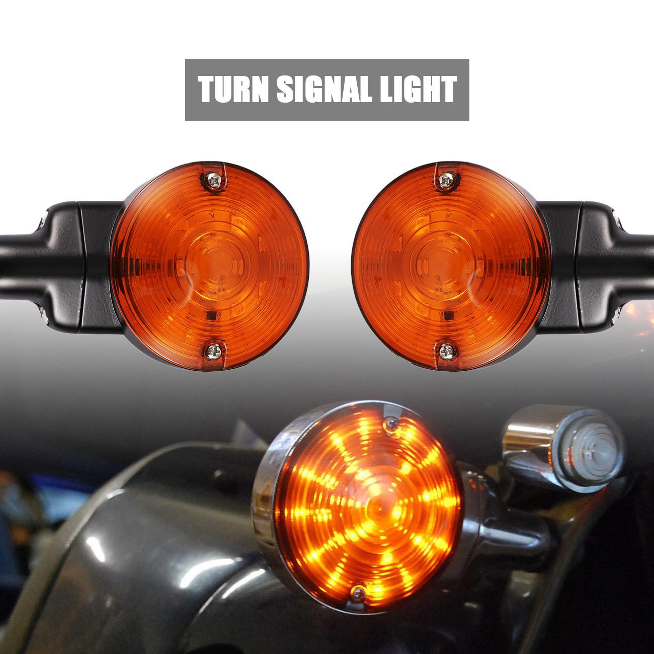 Black Amber Flat Turn Signal Light Fit For Harley Touring Road King Glide 01-22