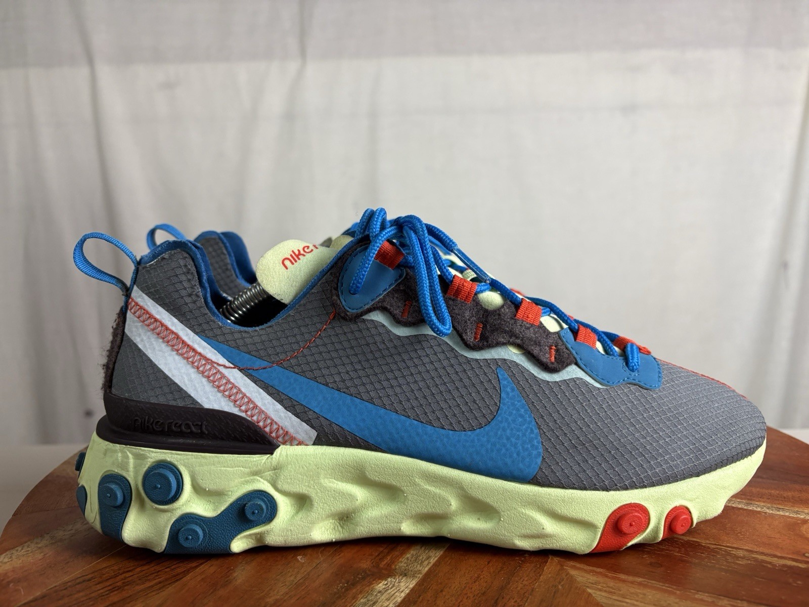Mens Nike React Element 55 SE Volt/Blue-Dark Grey CT1142-700 Sz 9.5
