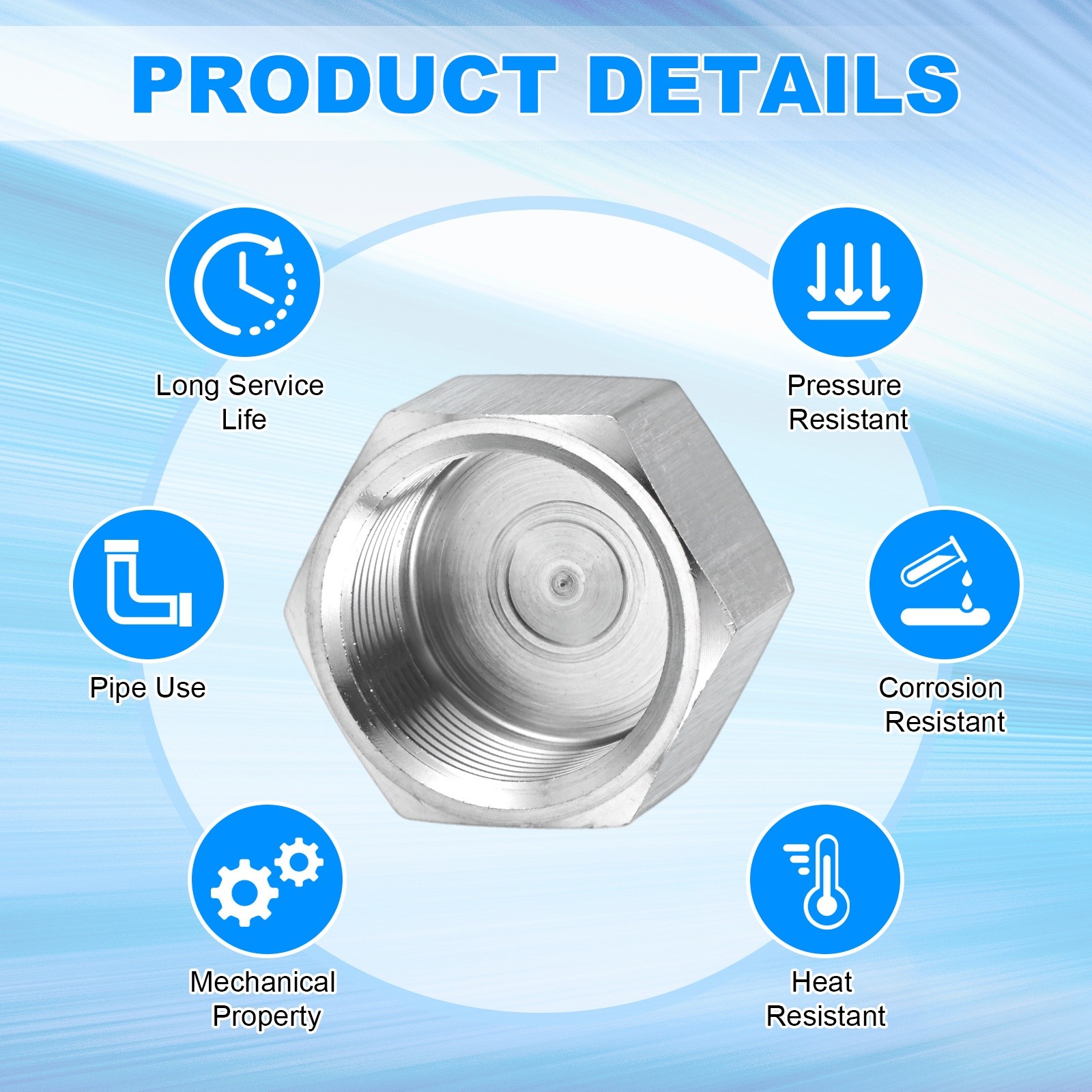 2-Pack Hex End Cap, M25*1.5 m Female Thread Pipe Fitting