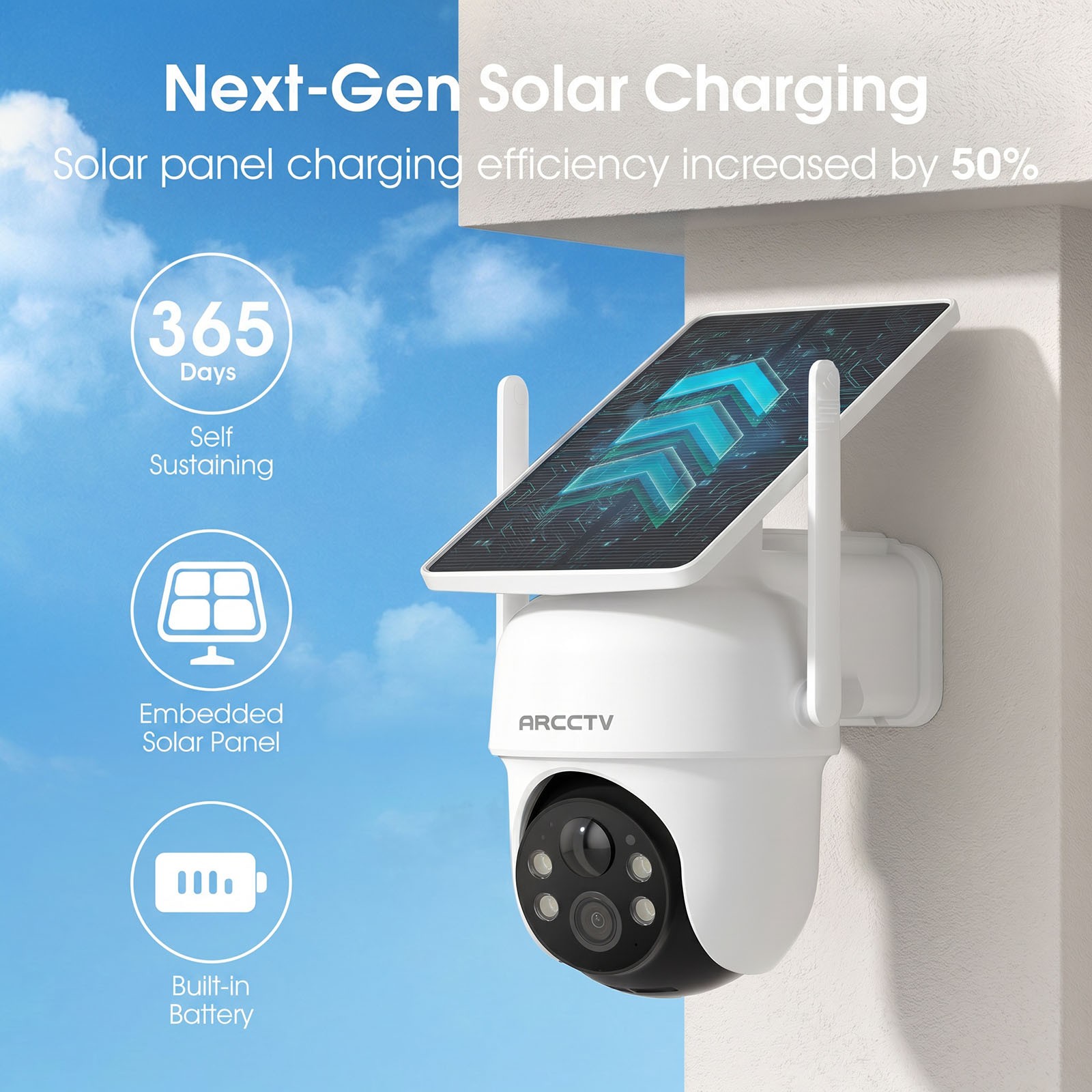Solar Home Security Camera System Wireless Outdoor AI Human Detection 2Way Audio