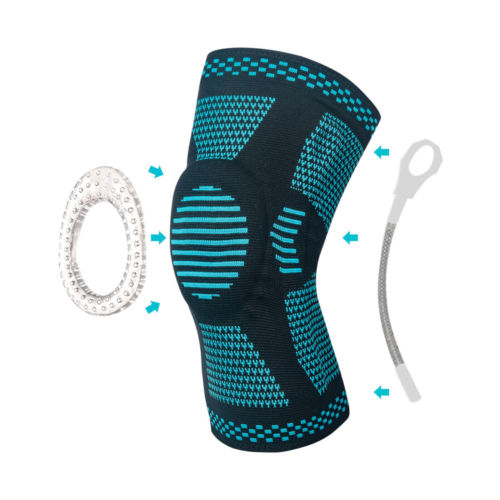 Silicone Knee Brace Compression Sleeve Support with Patella Gel Pad Side Spring