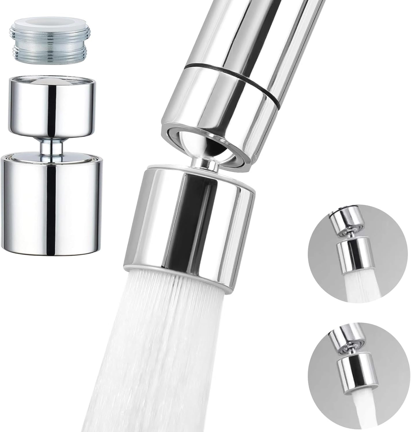 Kitchen Sink Faucet (Upgraded), 360° Swivel Kitchen Faucet Aerator, Dual-Functio
