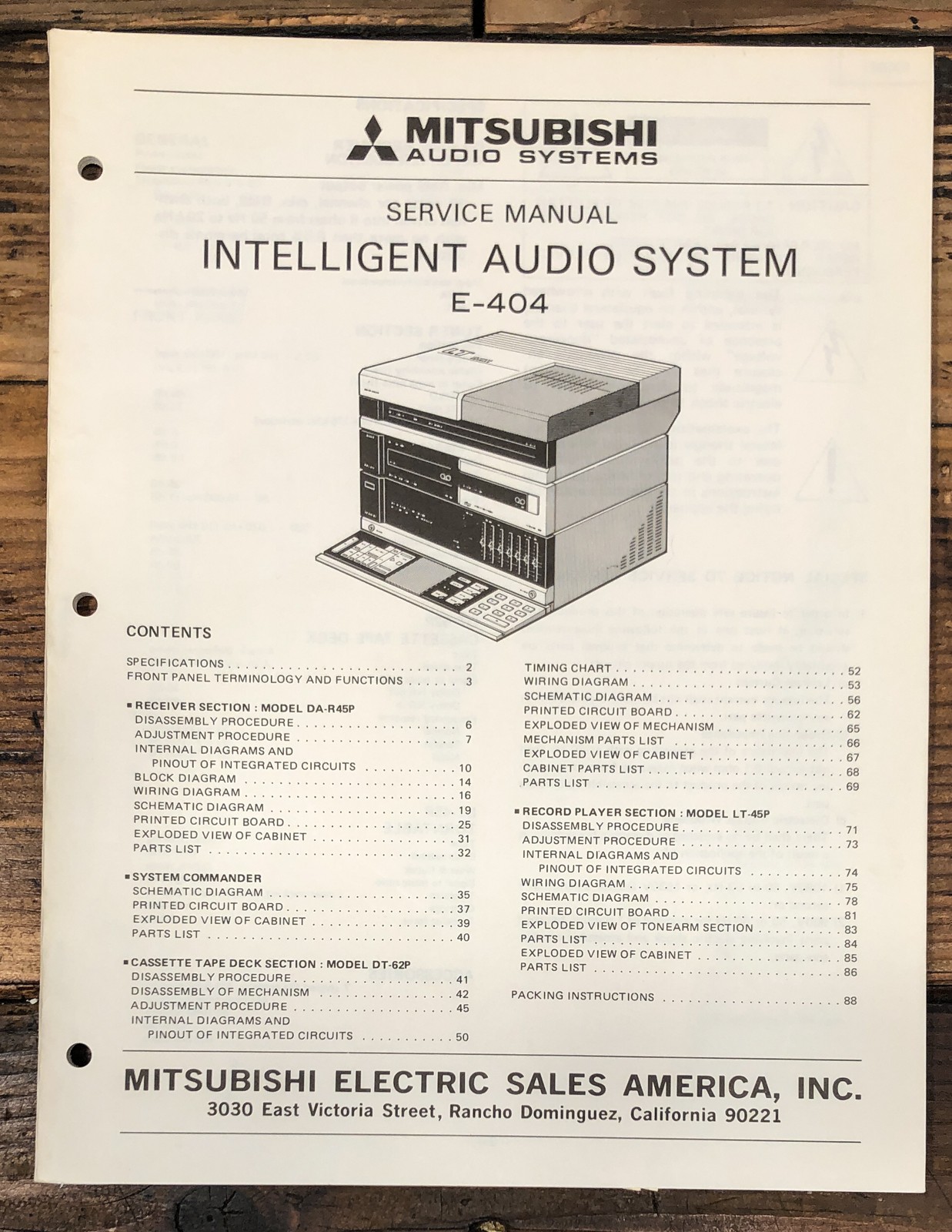 Mitsubishi E-404 Stereo Service Manual *Original*