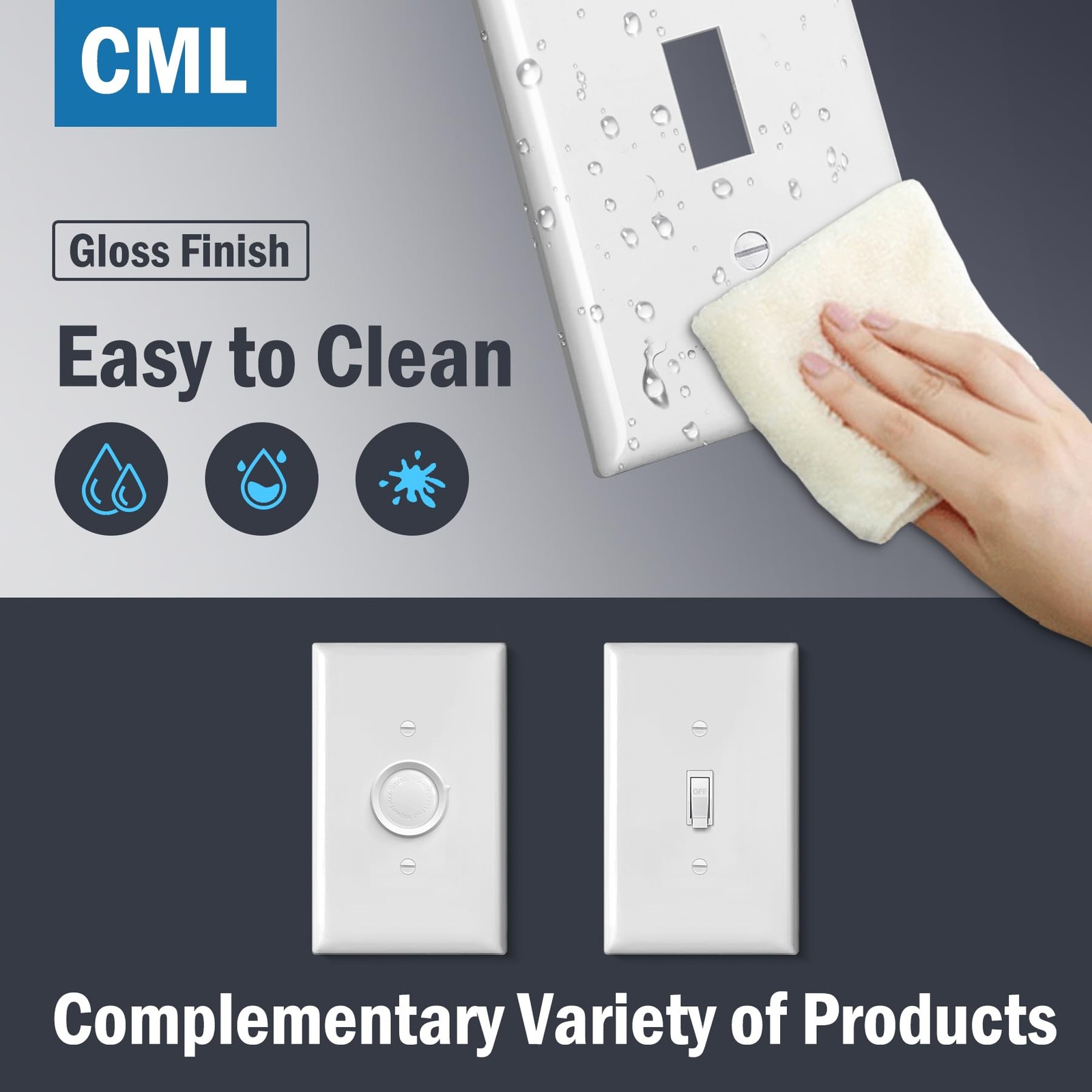 CML Jumbo Toggle Light Switch Wall Plate, 20 Pack Oversized Light Switch Cove...