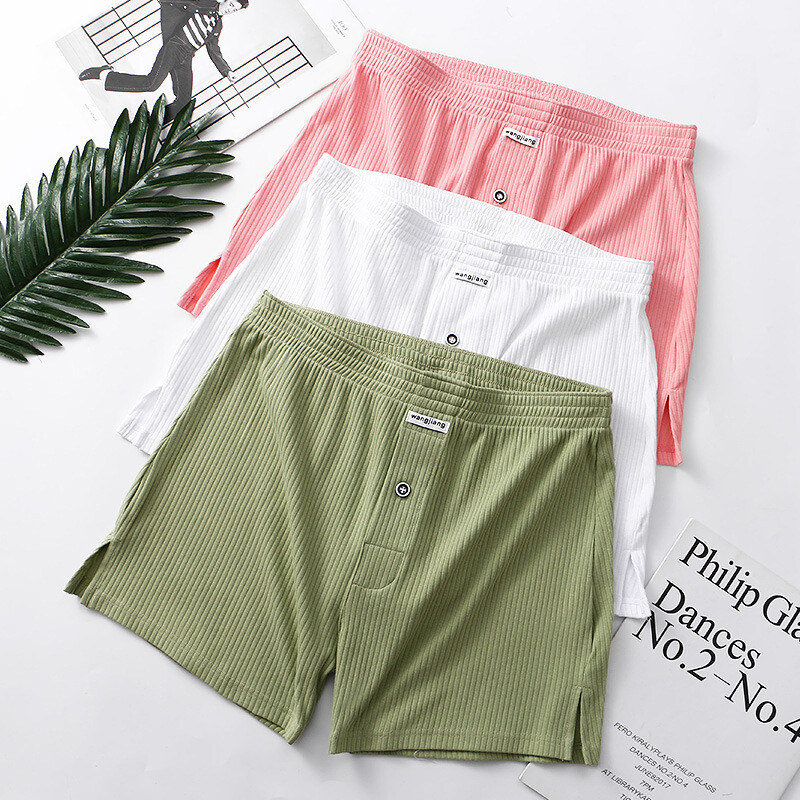 Men's Cotton Underwear Loose Boxers Shorts Cotton Soft Beach Pants Open Flying