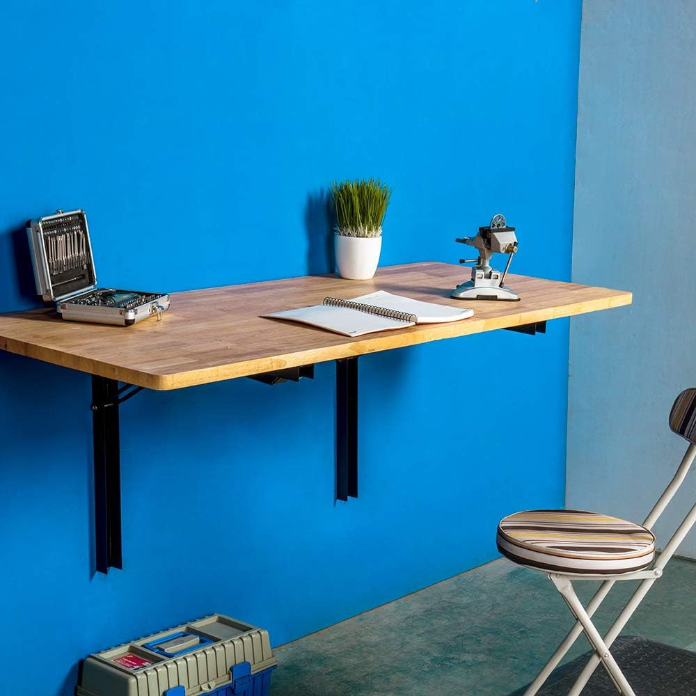 Heavy Duty Wall Mounted Folding Workbench & Utility Desk with Metal Bracket