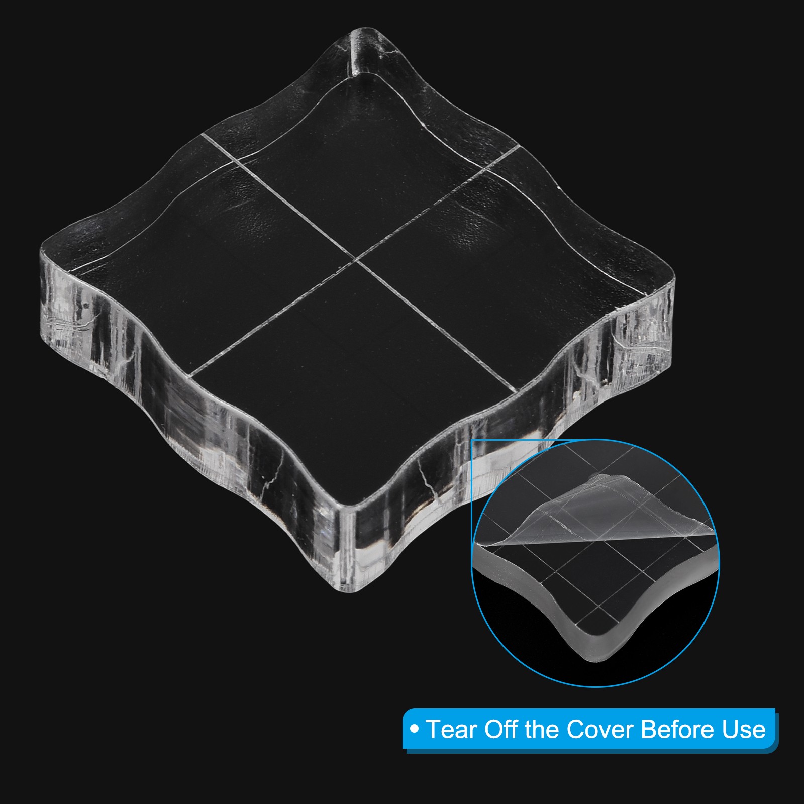 Acrylic Stamp Blocks, 10 Pack Square Shape with Grid Lines, 1" x 1"
