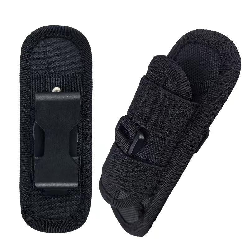 Tactical Flashlight Pouch 360 Degree Rotating Belt Holster Nylon Torch Case