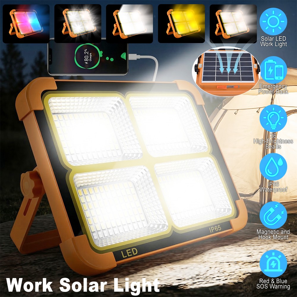 Portátil Lampara Linterna Solar Luz Recargable Work Camping 336 LED De Acampar