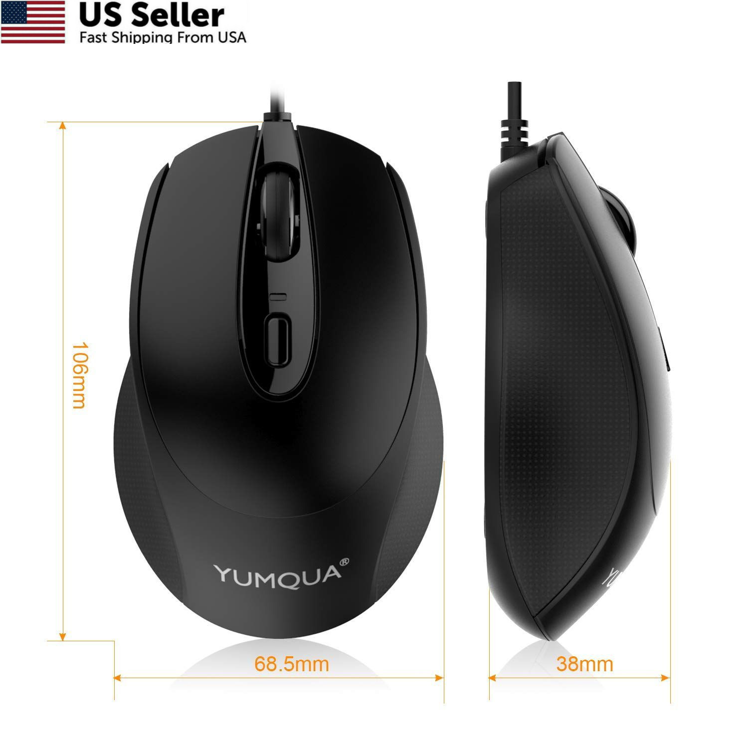 YUMQUA G222 Computer Mouse Wired 4 Pack, Bulk USB Corded Mouse, 4Pack, 4 Pack