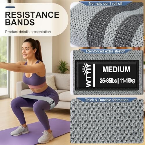 Fabric Resistance Bands for Working Out, 3-Level Non-Slip Exercise Bands for
