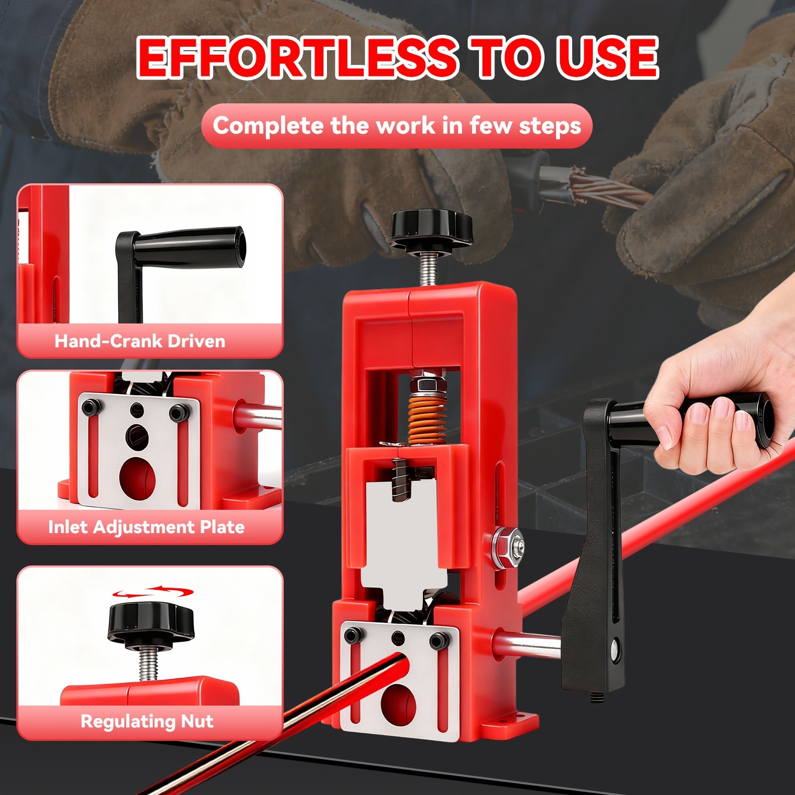 Wire Stripper Machine Hand Crank & Drill Driven Scrap Cable Peeler Tool 14AWG-1"