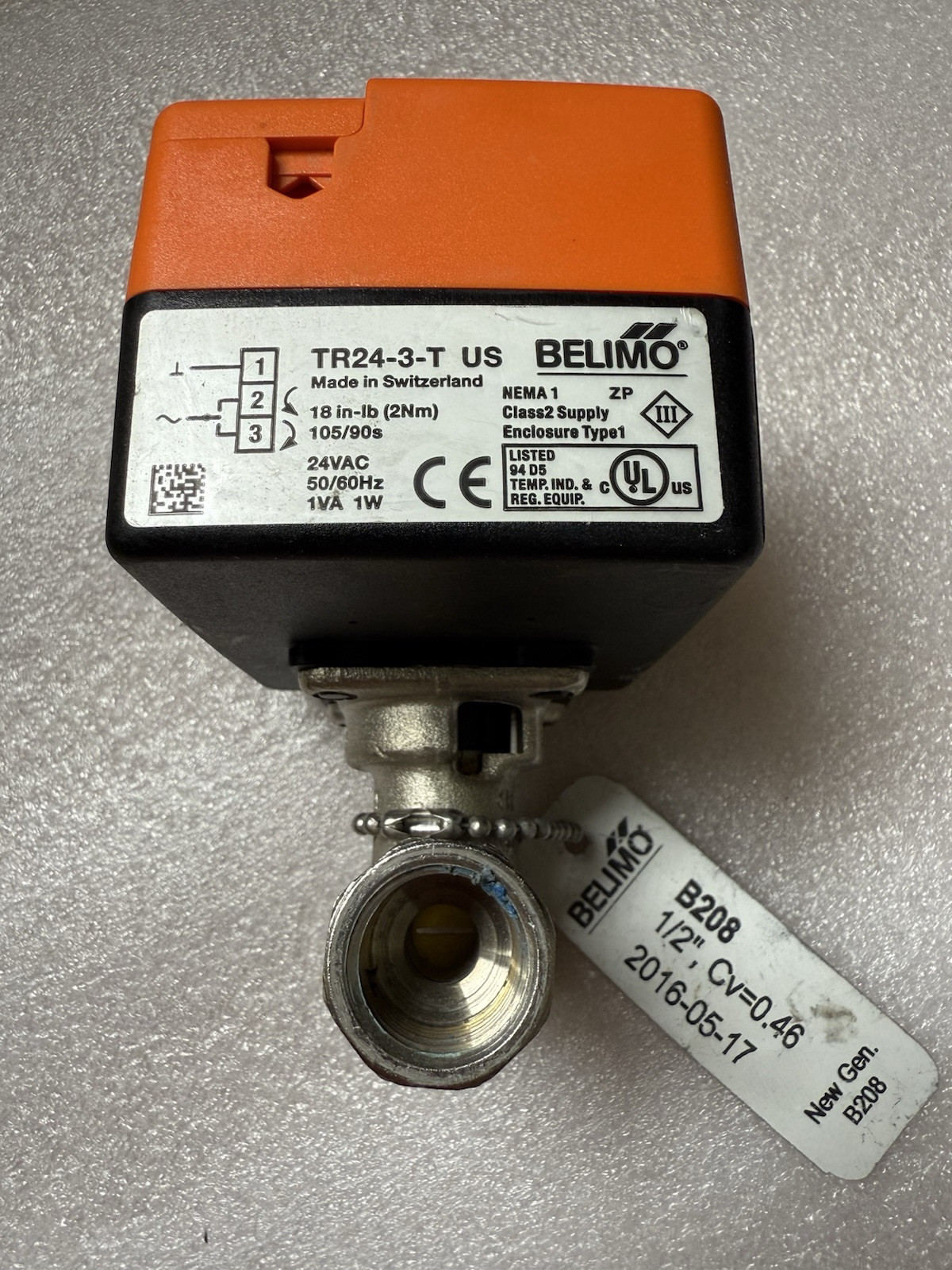 BELIMO B208+TR24-3-T US CHARACTERIZED CONTROL VALVE CCV 1/2" 2-WAY VALVE ACTUATO